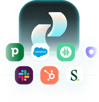 Minari connecté à HubSpot, Salesforce, Pipedrive, Salesloft, Outreach, Modjo et Slack